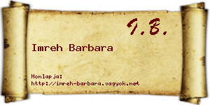 Imreh Barbara névjegykártya